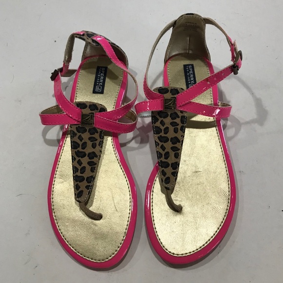 Sperry Cheetah Print Flat Sandals / Thong
